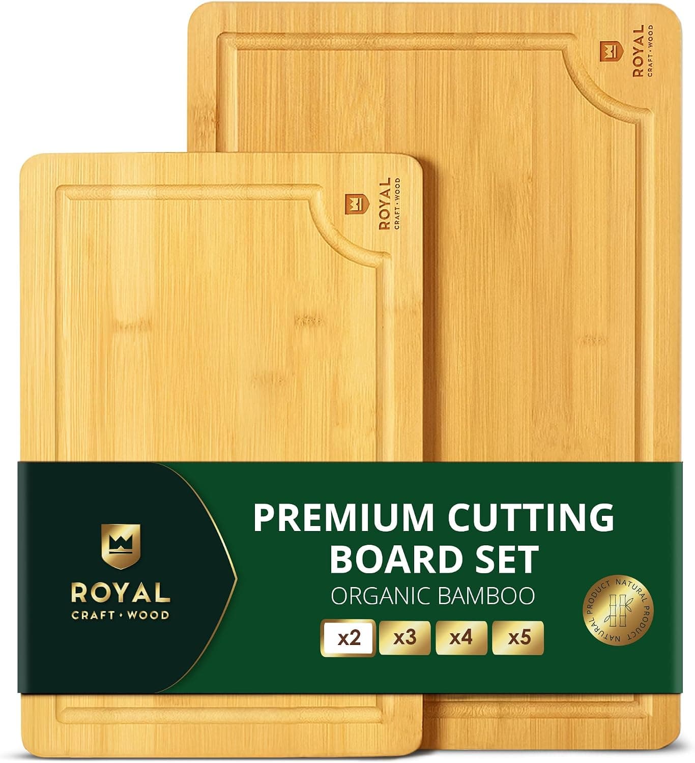 Royal Craft Wood Bamboo Cutting Board 2-Pc