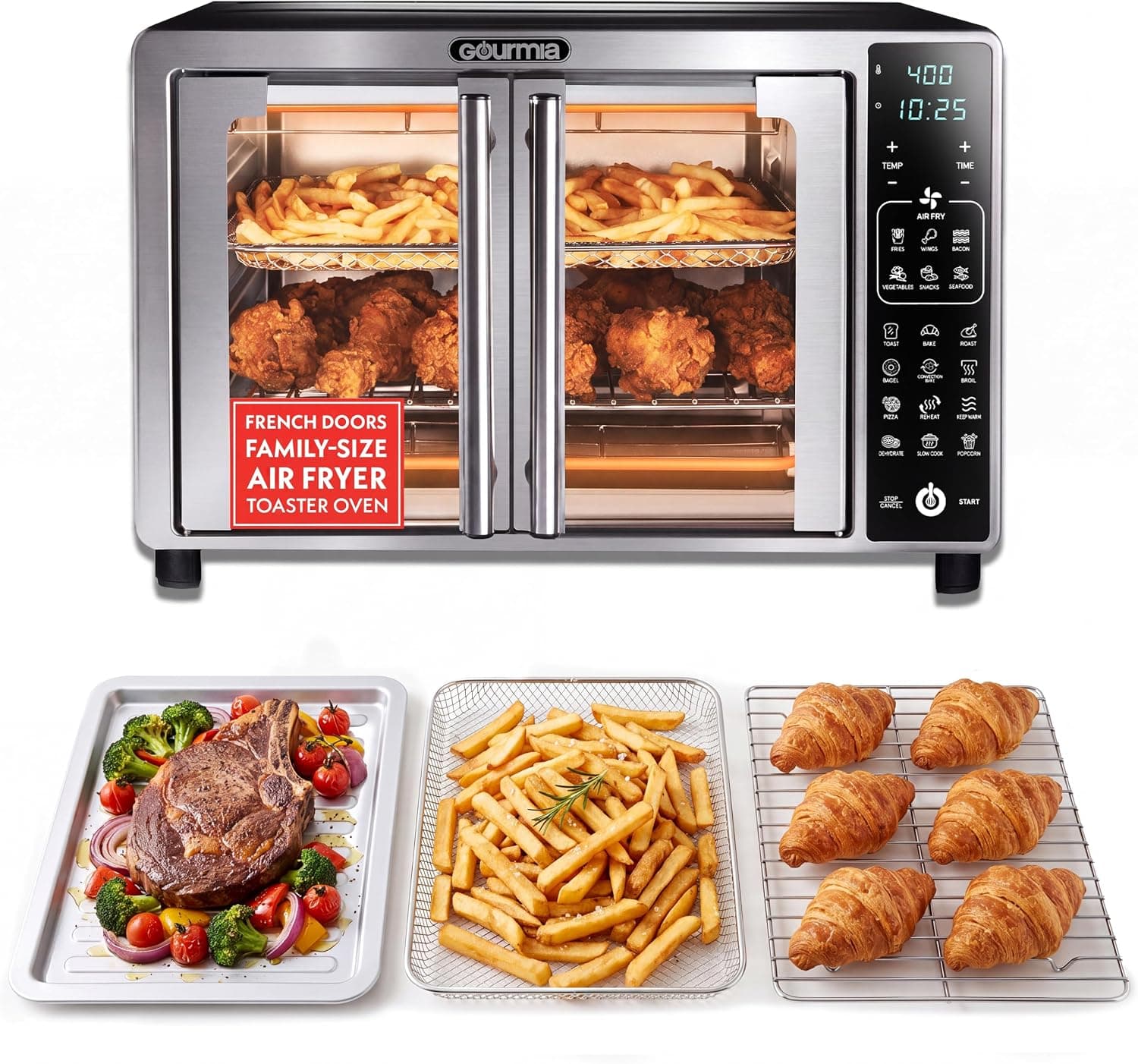Gourmia French Door Air Fryer Toaster Oven